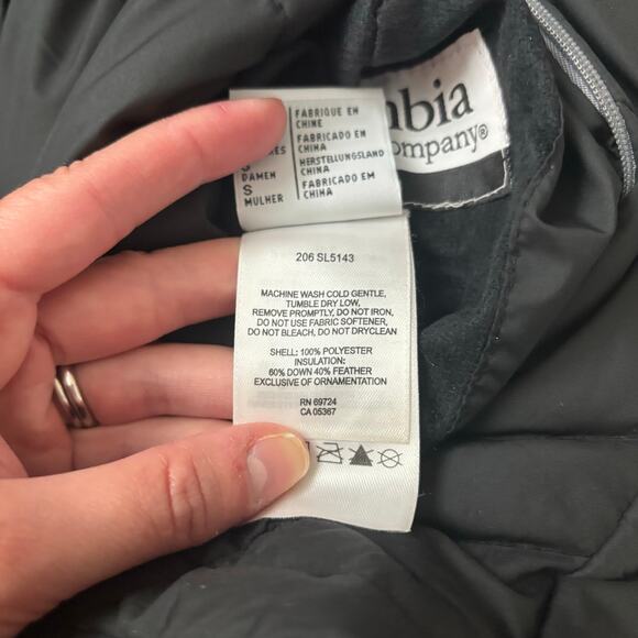 Columbia Women’s Down Puffer Jacket Sz S Black - Picture 10 of 10